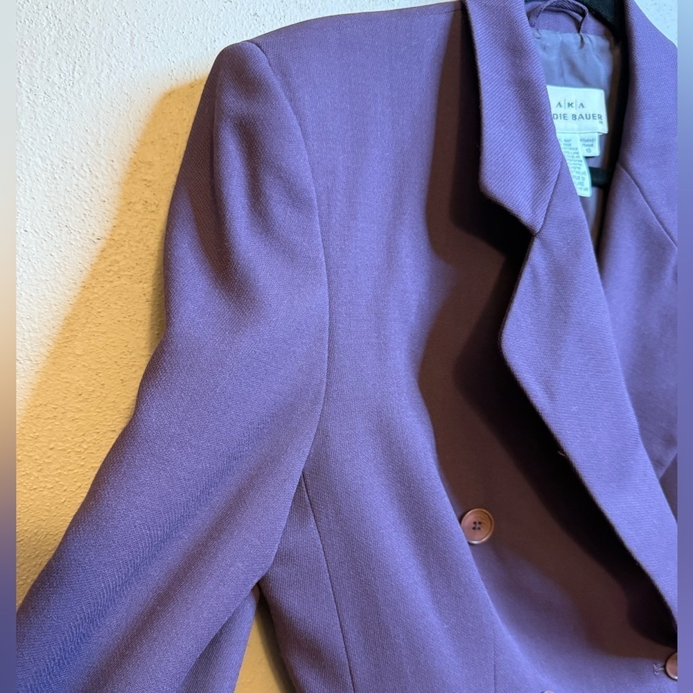 Vintage Eddie Bauer Deep Purple Women's Double-Breasted Blazer 100% Wool Size 10 - Picture 5 of 15